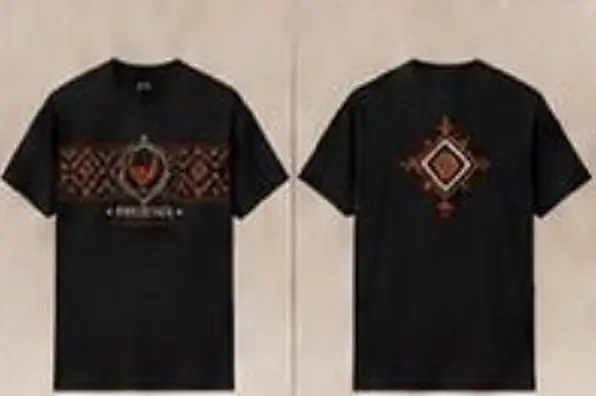 Phoenix Motif Tişört · Siyah: ön ve arka