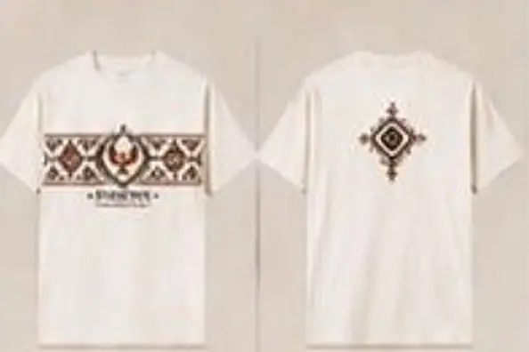 Phoenix Motif Tişört · Beyaz: ön ve arka